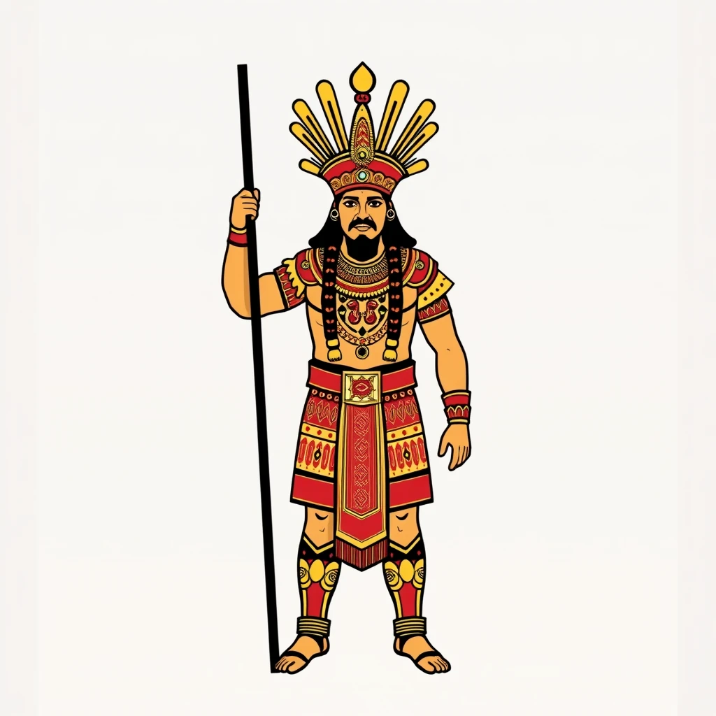 A stylized image portraying the Sapa Inca in his royal attire, symbolizing the hierarchical social structure of the empire. [END]