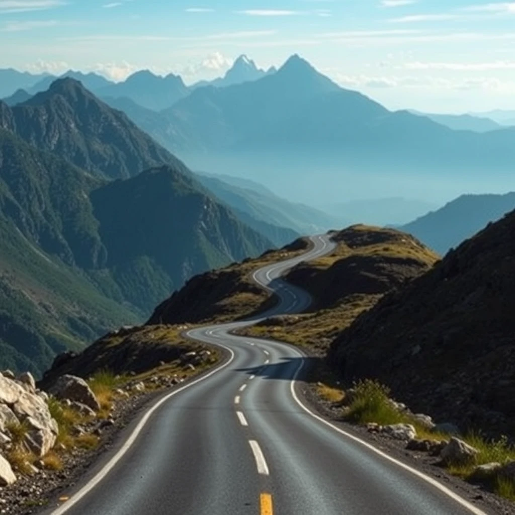 A photograph of a winding mountain road leading to a distant peak, symbolizing the journey of optimizing a mobile game