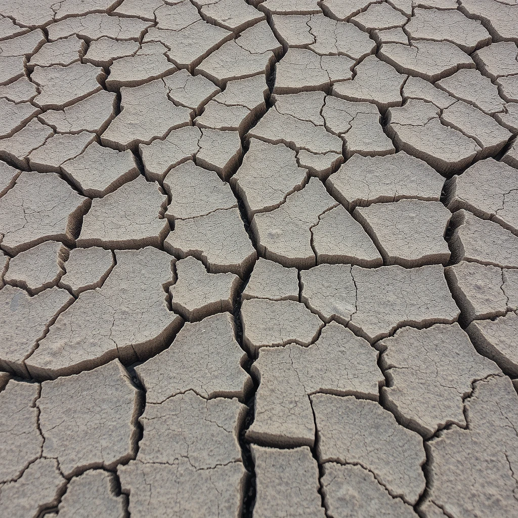 A photograph of an abstract pattern formed by cracked earth in a drought-stricken desert, highlighting intentional imperfections and unconventional textures