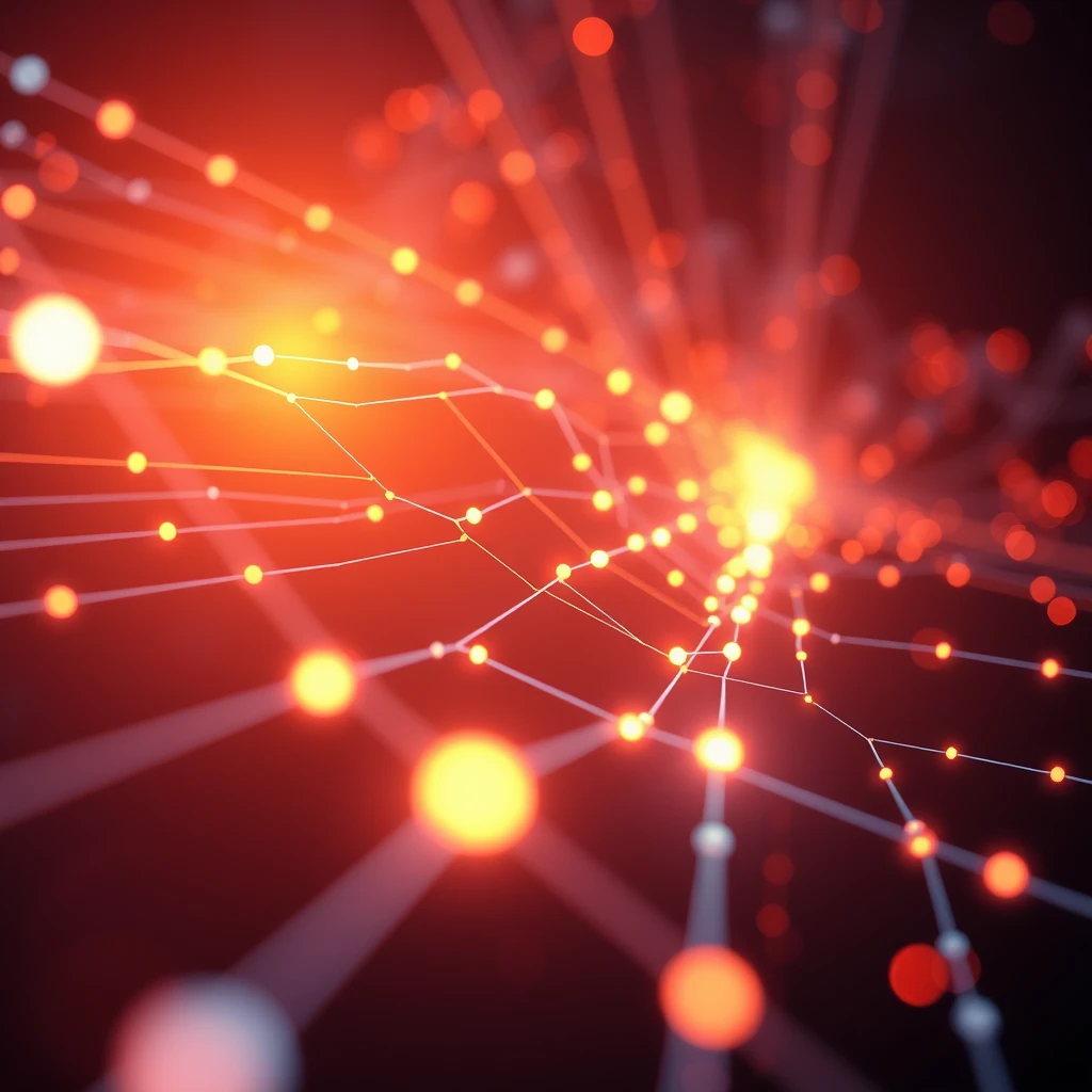 An abstract representation of data packets flowing smoothly across a network connection, visualized with glowing lines and nodes