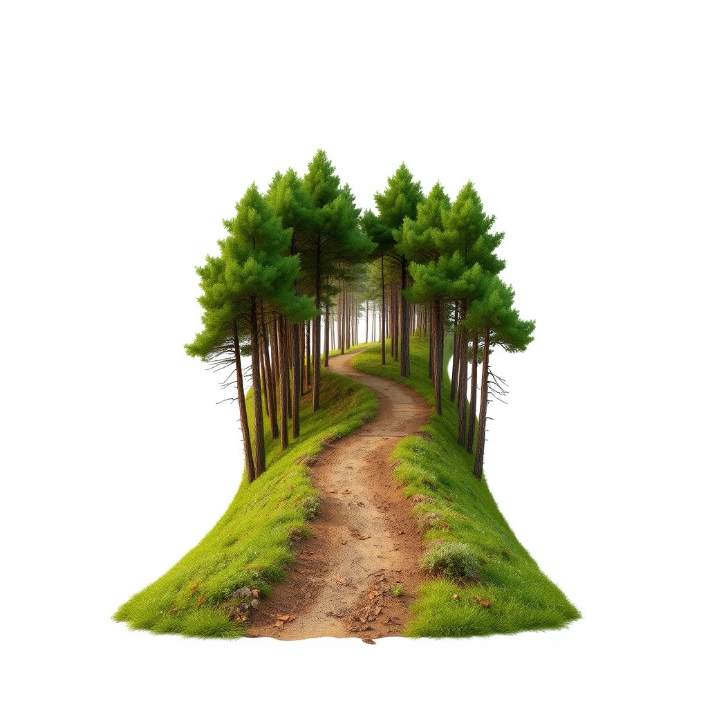 Photograph of a winding path through a forest, illustrating the iterative development process