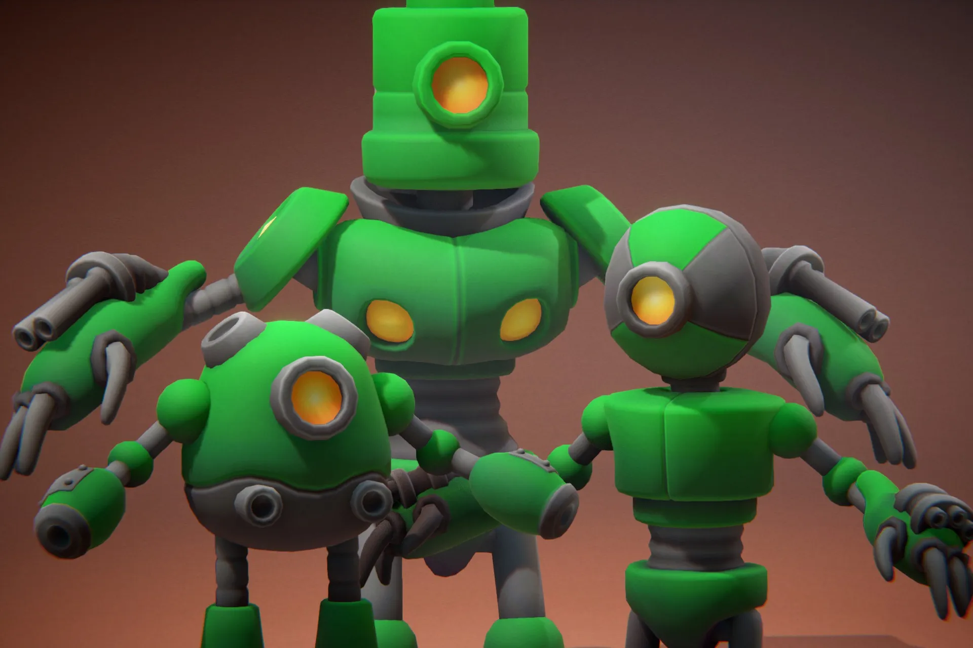 Shooter Robot Family - Character + Animations