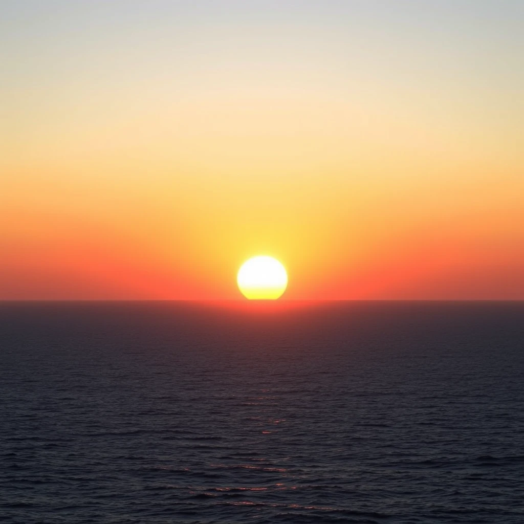A photograph of a sunrise over a calm ocean, symbolizing a fresh start and the beginning of a new game experience.