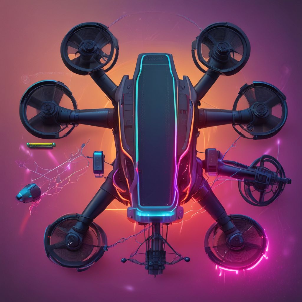 quadcopter Drone upgrades Screen background with Neon colors