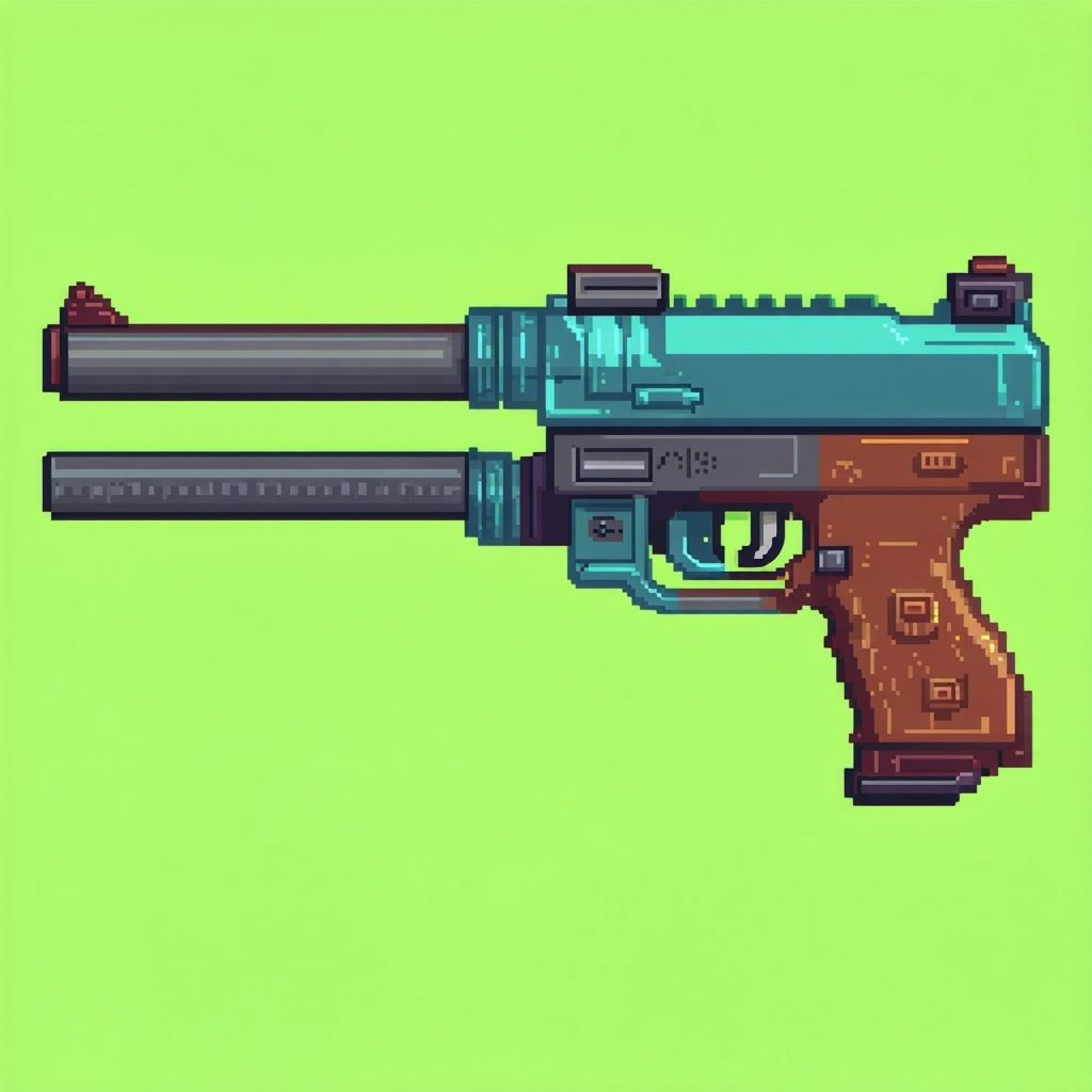 8-bit futuristic gun