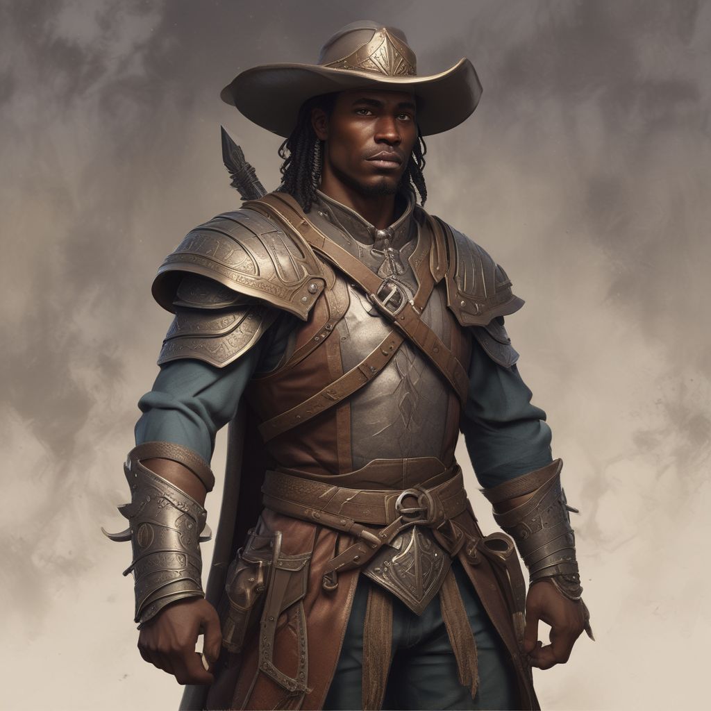 Roderick Stoneheart,looks like dark skin Puerto Rican hailing from the turbulent borderlands of Eldrath, grew up amidst constant conflict and strife. Raised in a family of seasoned warriors, he developed a strong sense of justice and duty from an early age. His closest companion became his loyal horse, with whom he shared his thoughts and dreams. Roderick’s knack for crafting jewelry from natural materials offered him solace in moments of peace. As he grew, he became a formidable defender, excelling in mounted combat and cavalry tactics. Despite his strengths, Roderick’s cautious nature often caused him to miss opportunities, and he struggled to let go of past grievances. Haunted by the fear of betrayal and the potential loss of purpose, Roderick dreams of restoring peace and order to Eldrath. He seeks to build a legacy of honor and righteousness, joining the heroes of "Shadow Lords: Realms of Destiny" in their quest to protect the innocent and bring justice to the realms.